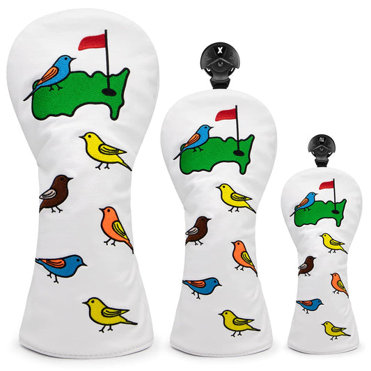 Birdies Golf Head Covers for Driver Fairway Woods Hybrid Rescue Utility Golf Clubs - PU Leather Golf Driver Headcover Interchangeable Fairway Woods Hybrid Cover for Woods and Drivers